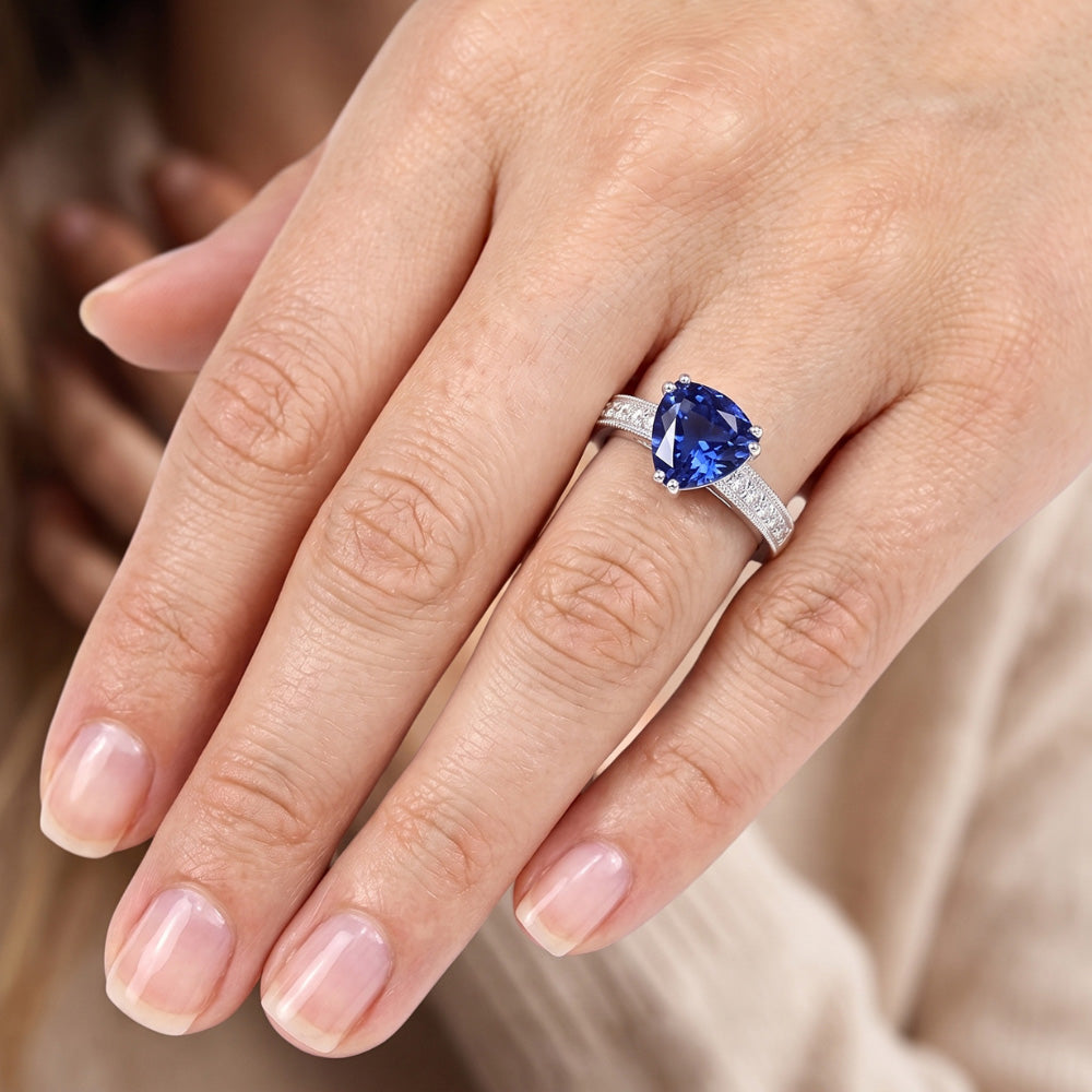 Natural Sapphire Ring 2ct - White Gold 14K
