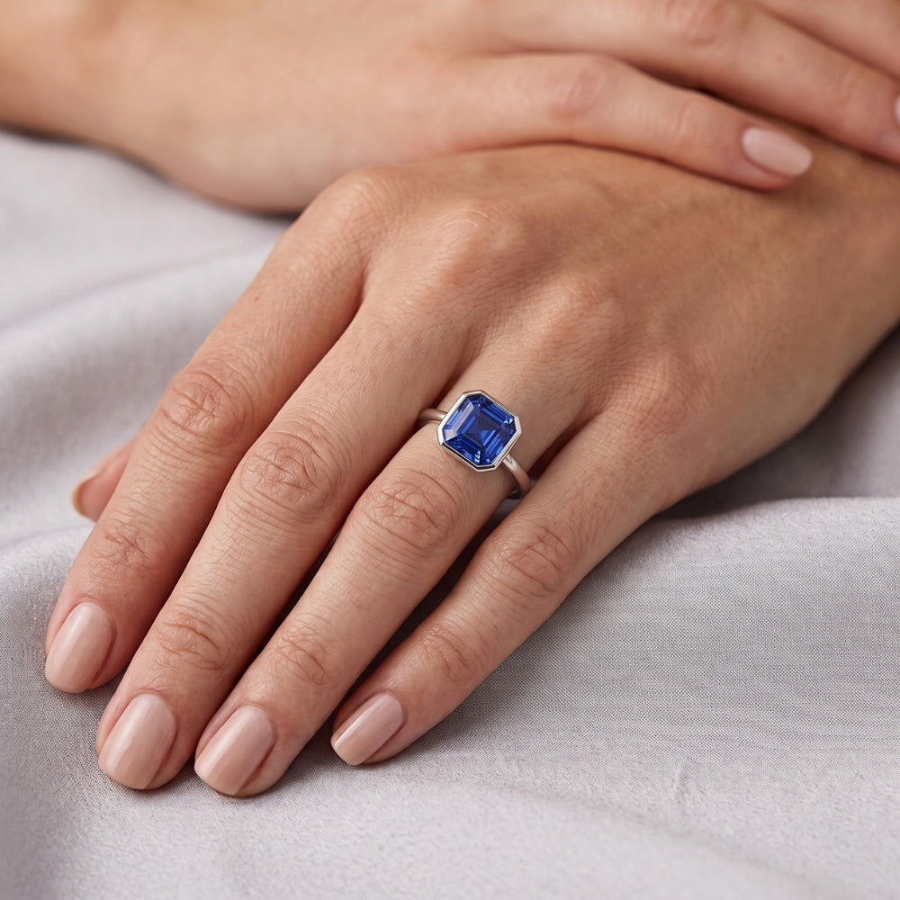 Natural Sapphire Ring 2ct - White Gold 14K
