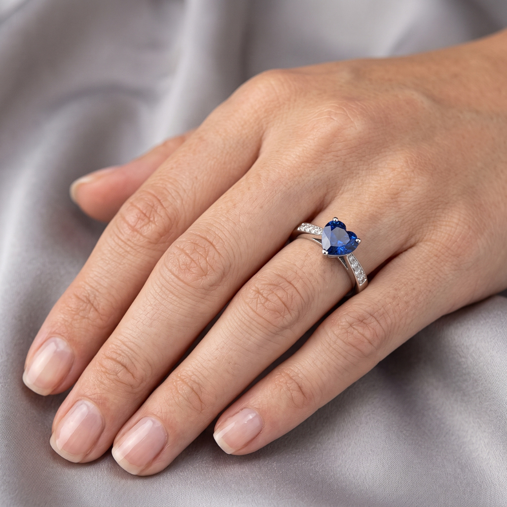 Natural Sapphire Ring 2ct - White Gold 14K