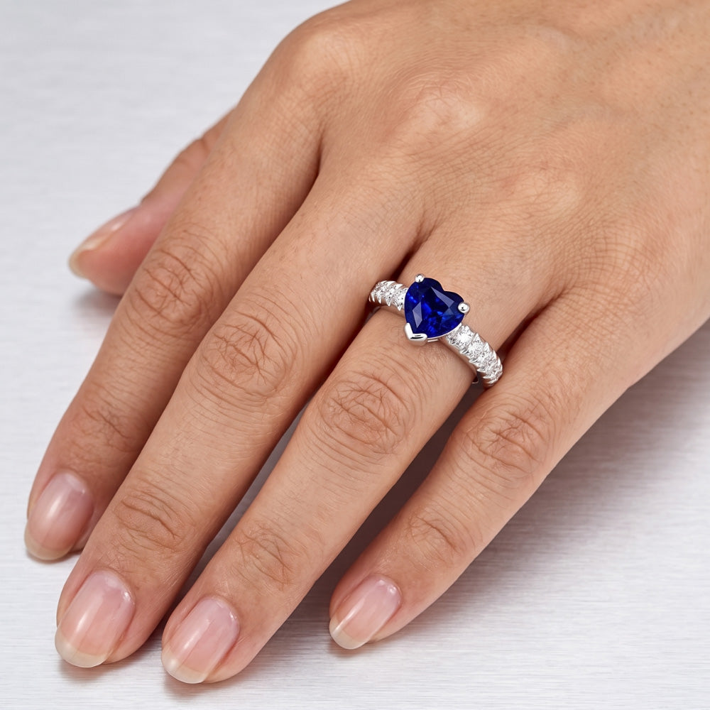 Natural Sapphire Ring 2ct - White Gold 14K