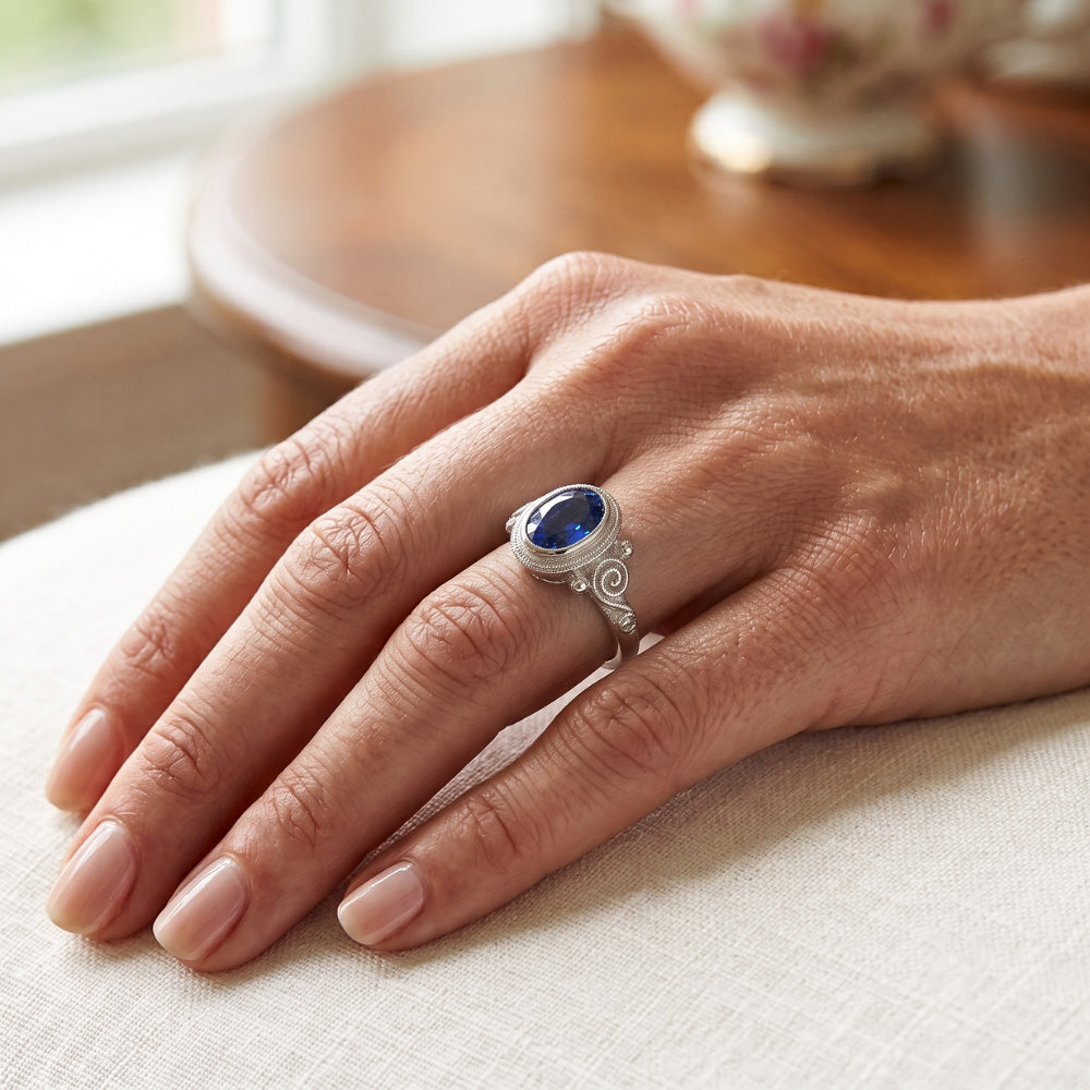 Natural Sapphire Ring 2ct - White Gold 14K
