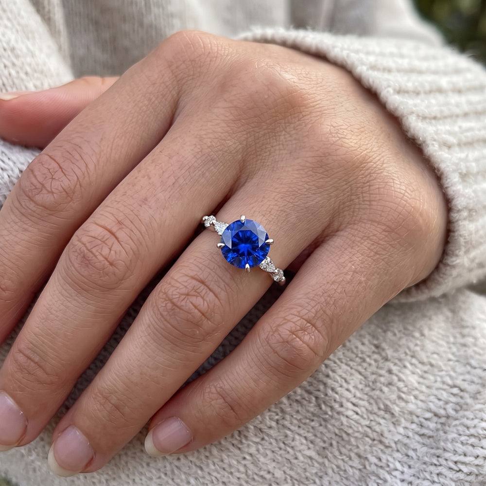 Natural Sapphire Ring 2ct - White Gold 14K