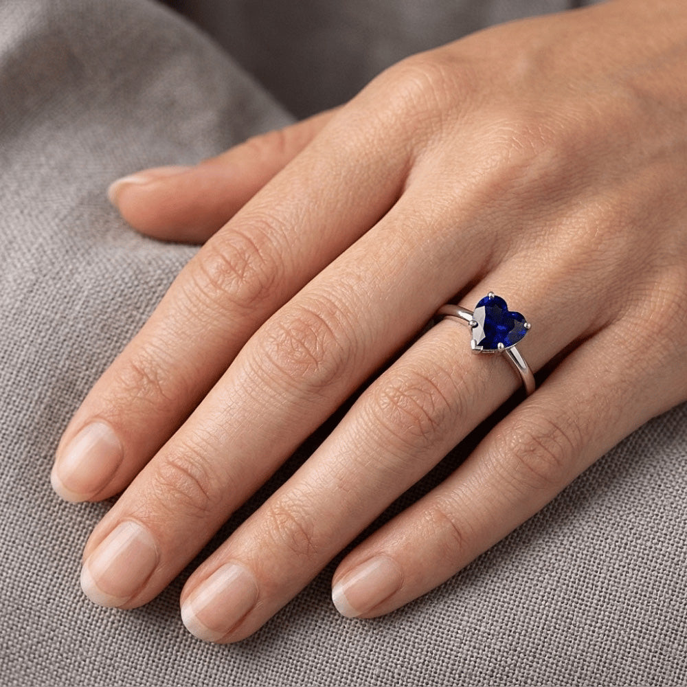 Natural Sapphire Ring 2ct - White Gold 14K