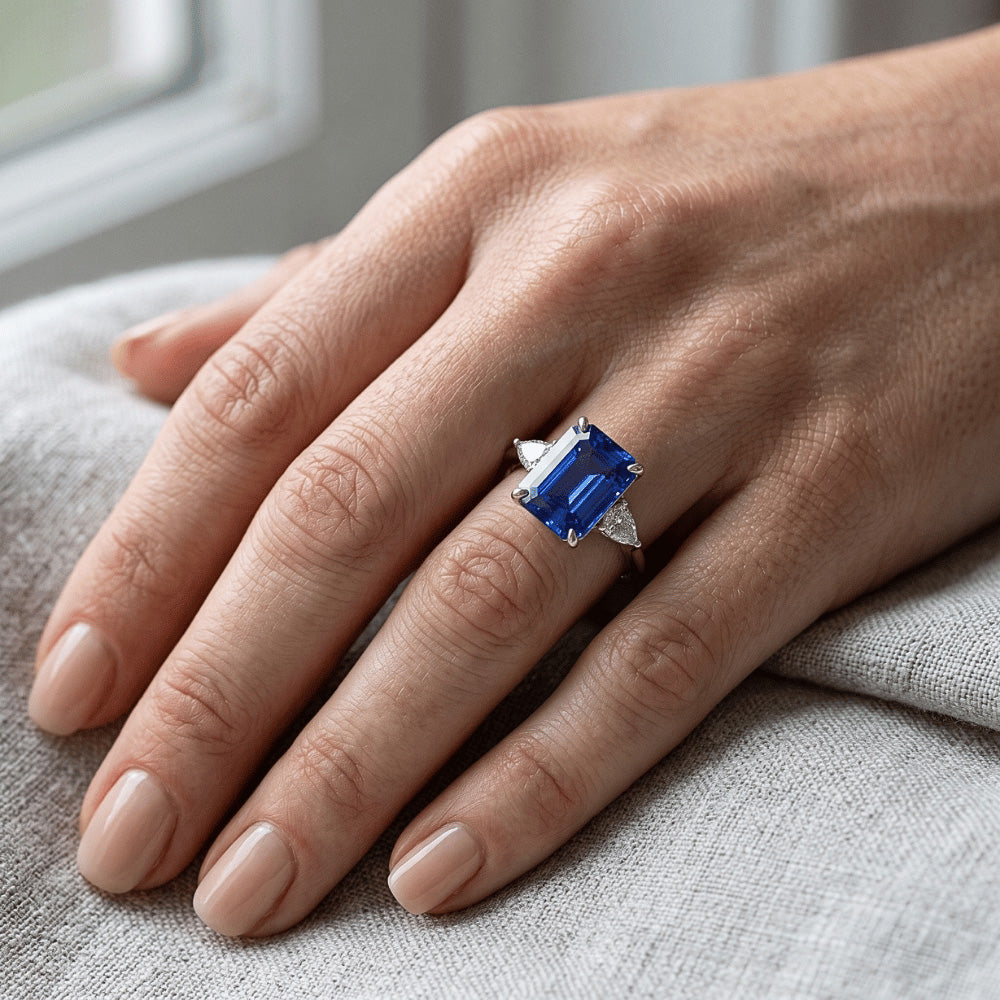 Natural Sapphire Ring 3.25ct - White Gold 14K
