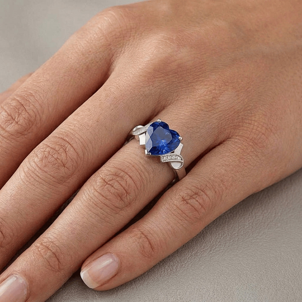 Natural Sapphire Ring 3.25ct - White Gold 14K