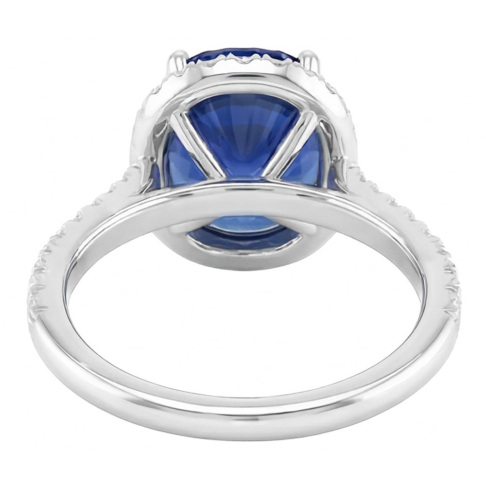 natural round sapphire 3.50ct ring profile view