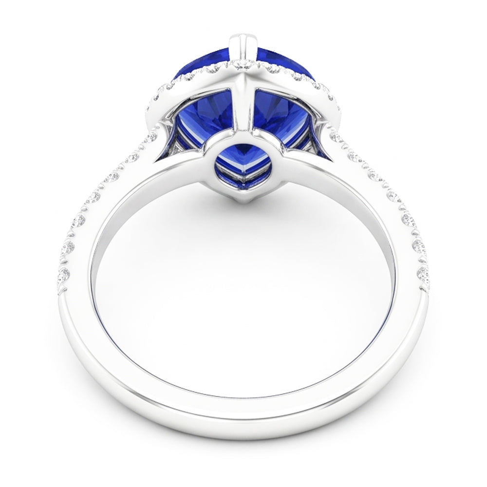 Natural Sapphire Ring 3.50ct - White Gold 14K
