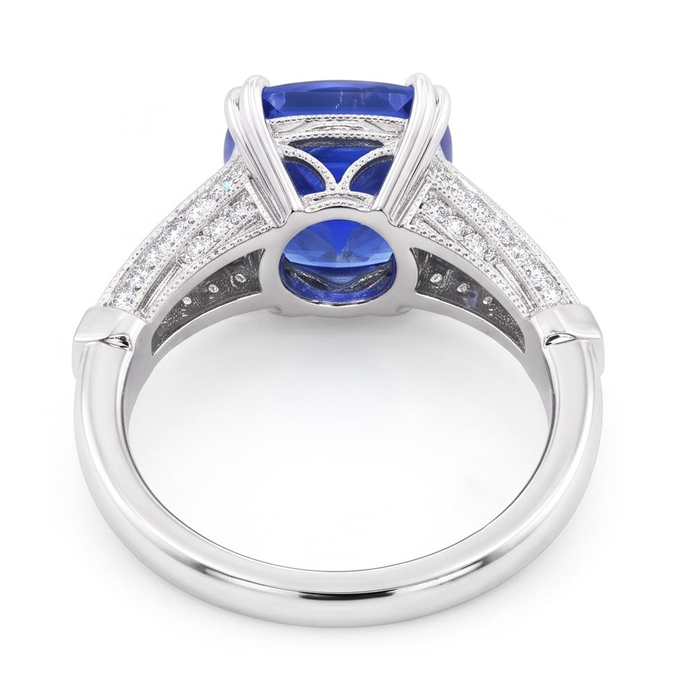 Natural Sapphire Ring 3.50ct - White Gold 14K