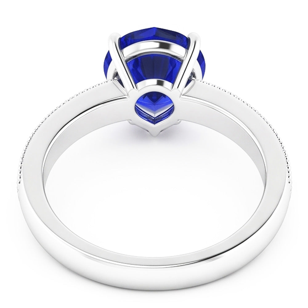 Natural Sapphire Ring 3.50ct - White Gold 14K