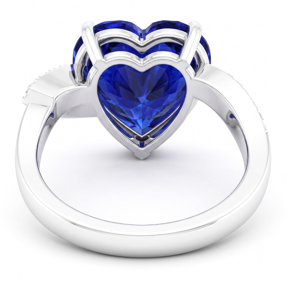 Natural Sapphire Ring 3.50ct - White Gold 14K