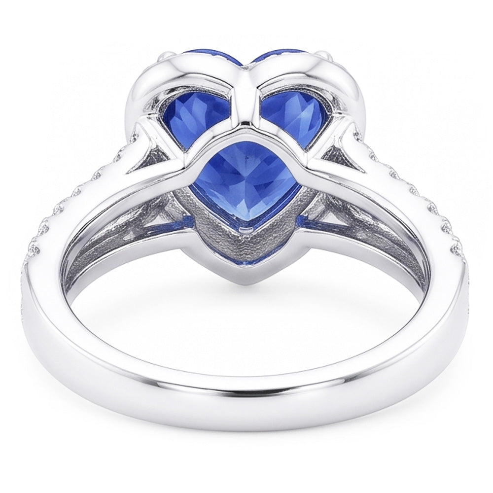 Natural Sapphire Ring 3.50ct - White Gold 14K