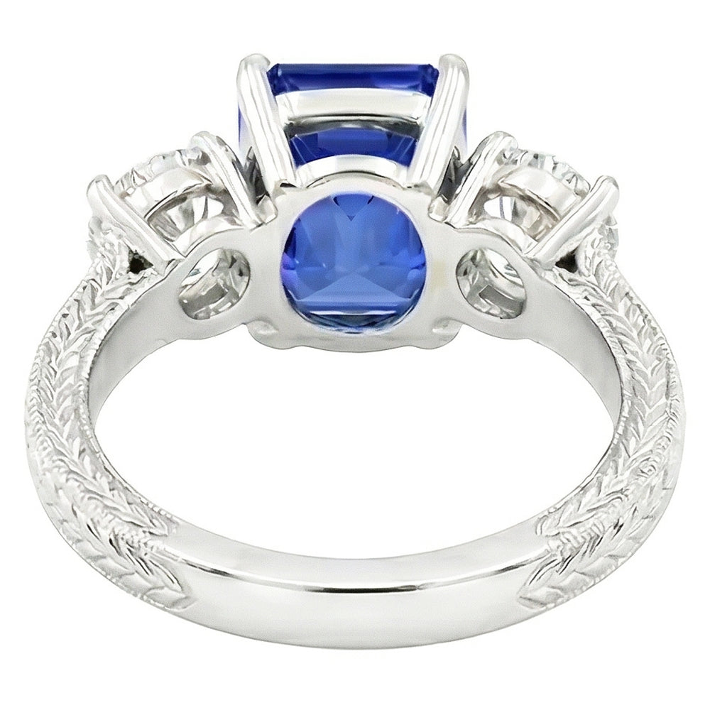 Natural Sapphire Ring 3.50ct - White Gold 14K