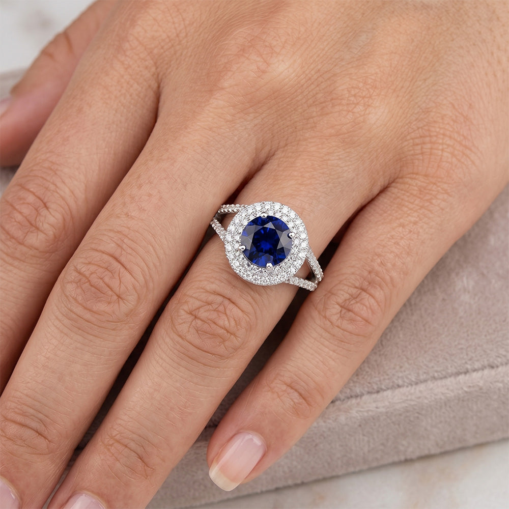 Natural Sapphire Ring 3.50ct - White Gold 14K