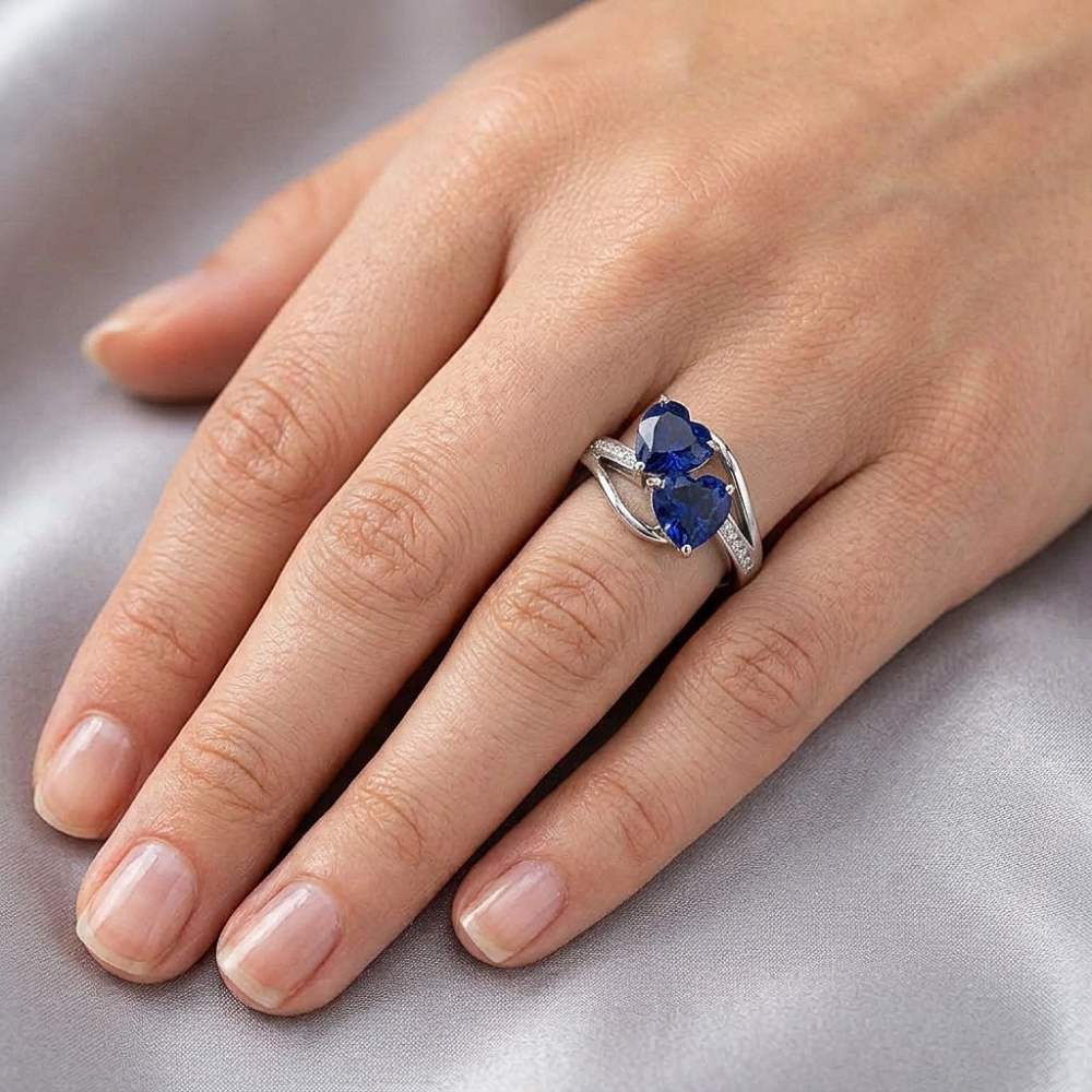 Natural Sapphire Ring 3.50ct - White Gold 14K