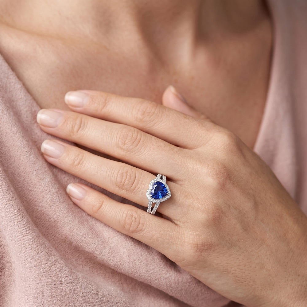 Natural Sapphire Ring 3.50ct - White Gold 14K