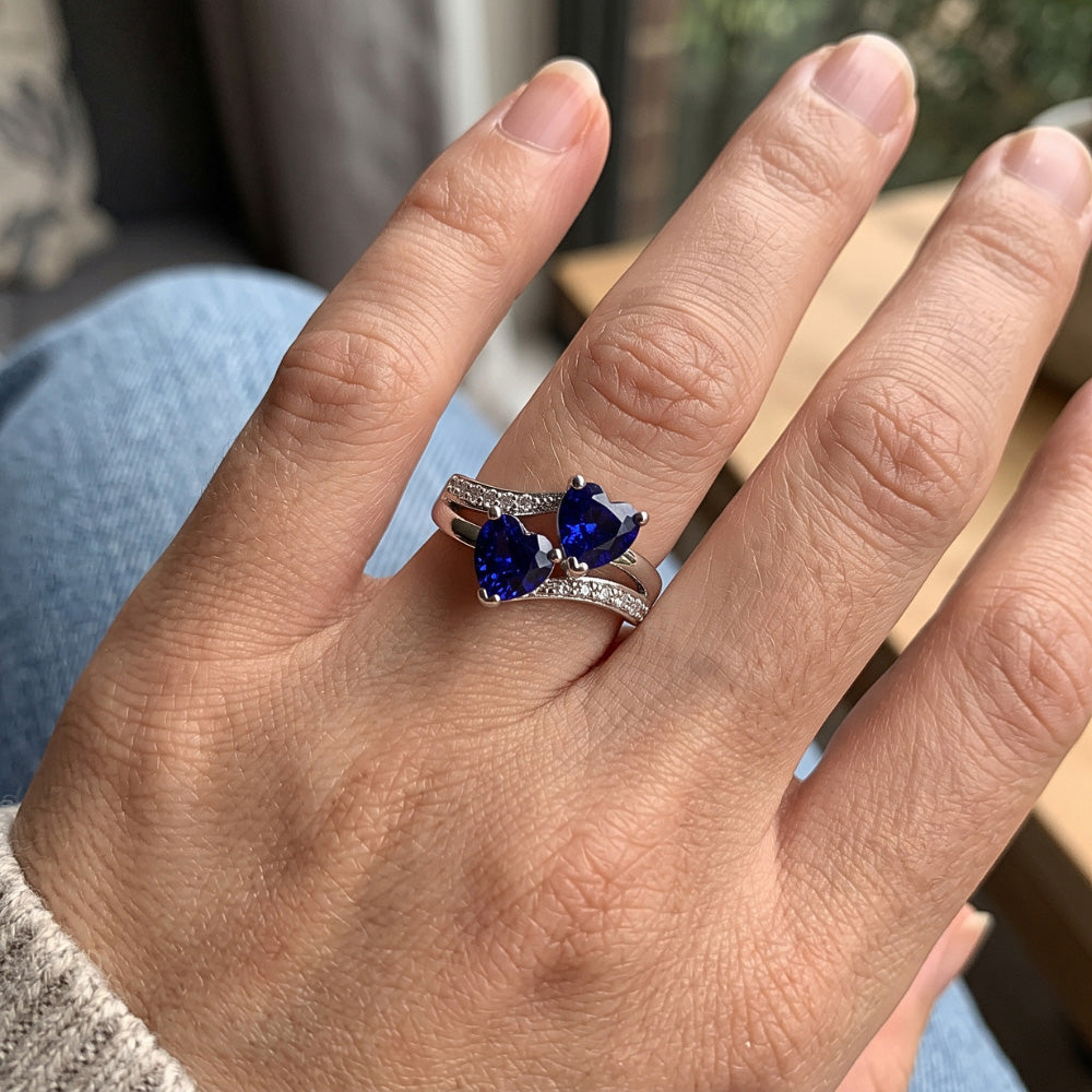 Natural Sapphire Ring 3.50ct - White Gold 14K