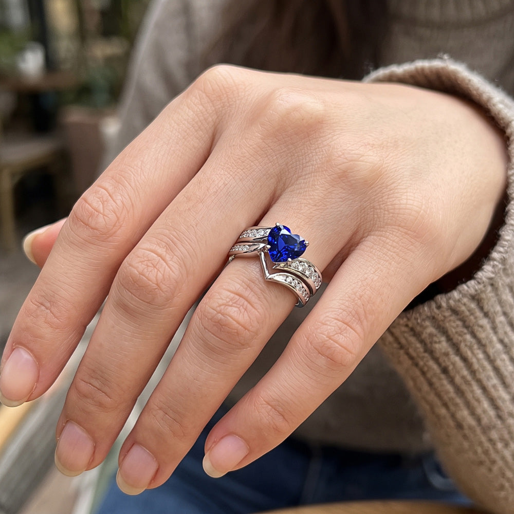 Natural Sapphire Ring 3.50ct - White Gold 14K