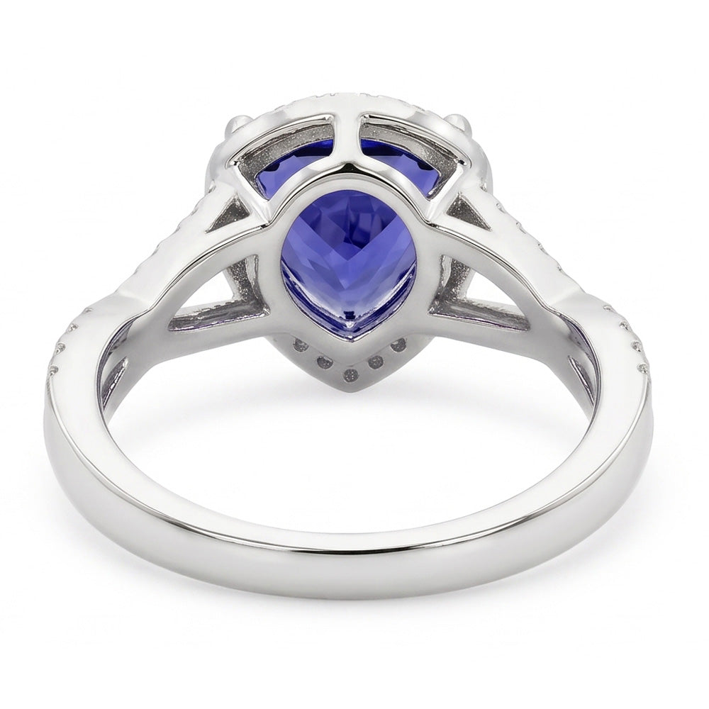 Natural Sapphire Ring 3.66ct - White Gold 14K