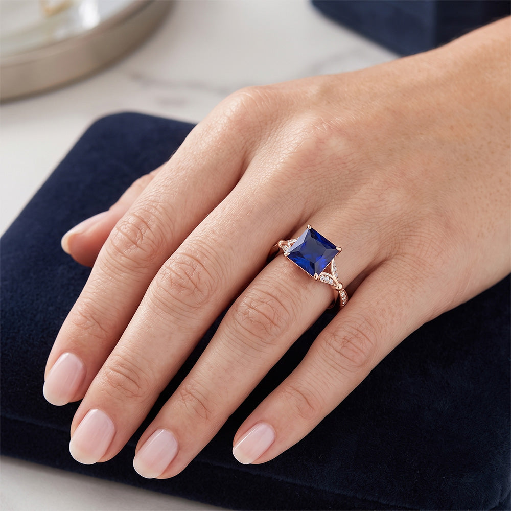 Natural Sapphire Ring 3.75ct - Rose Gold 14K