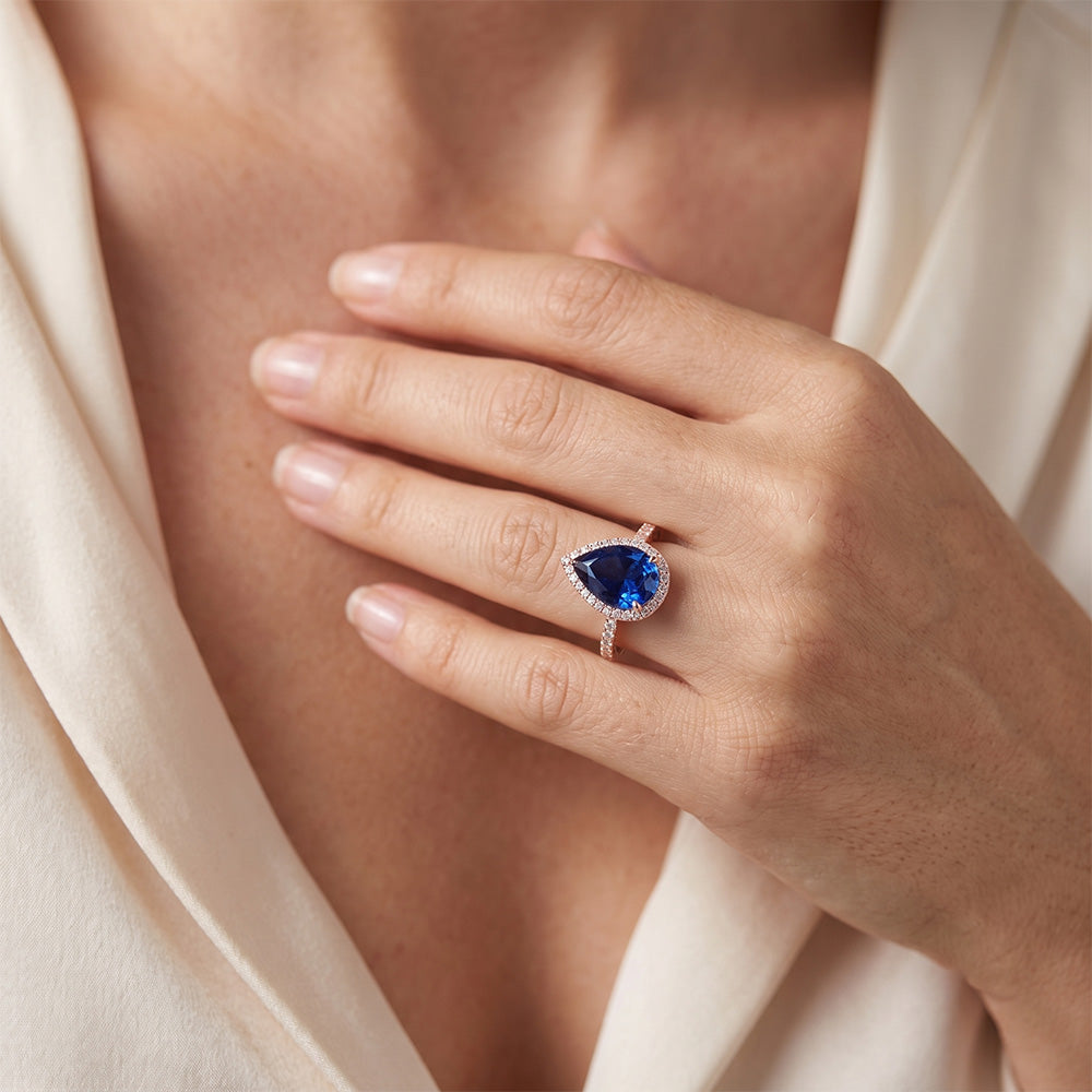 Natural Sapphire Ring 3.75ct - Rose Gold 14K