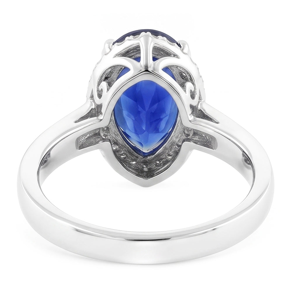 Natural Sapphire Ring 3.75ct - White Gold 14K