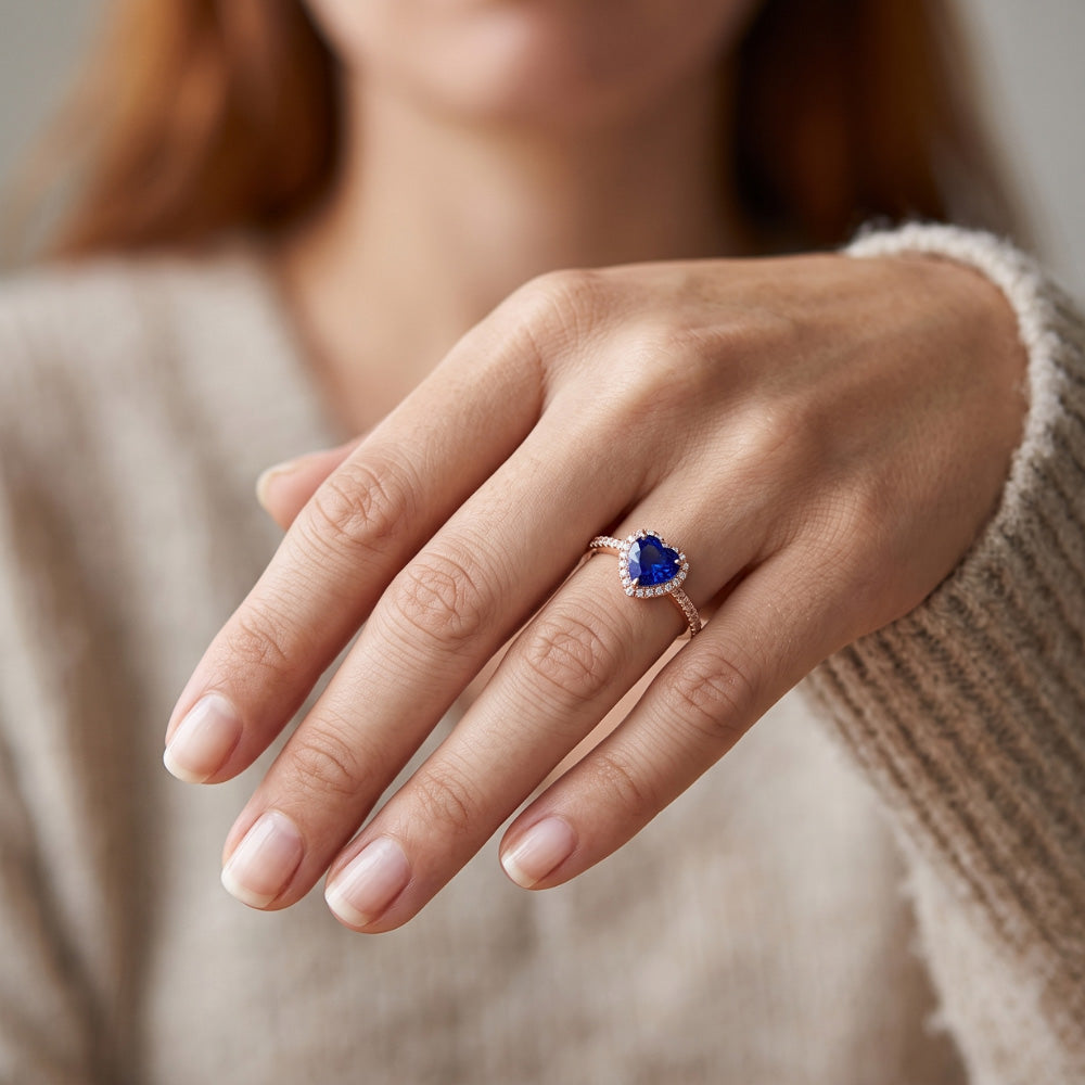 Natural Sapphire Ring 3ct - Rose Gold 14K