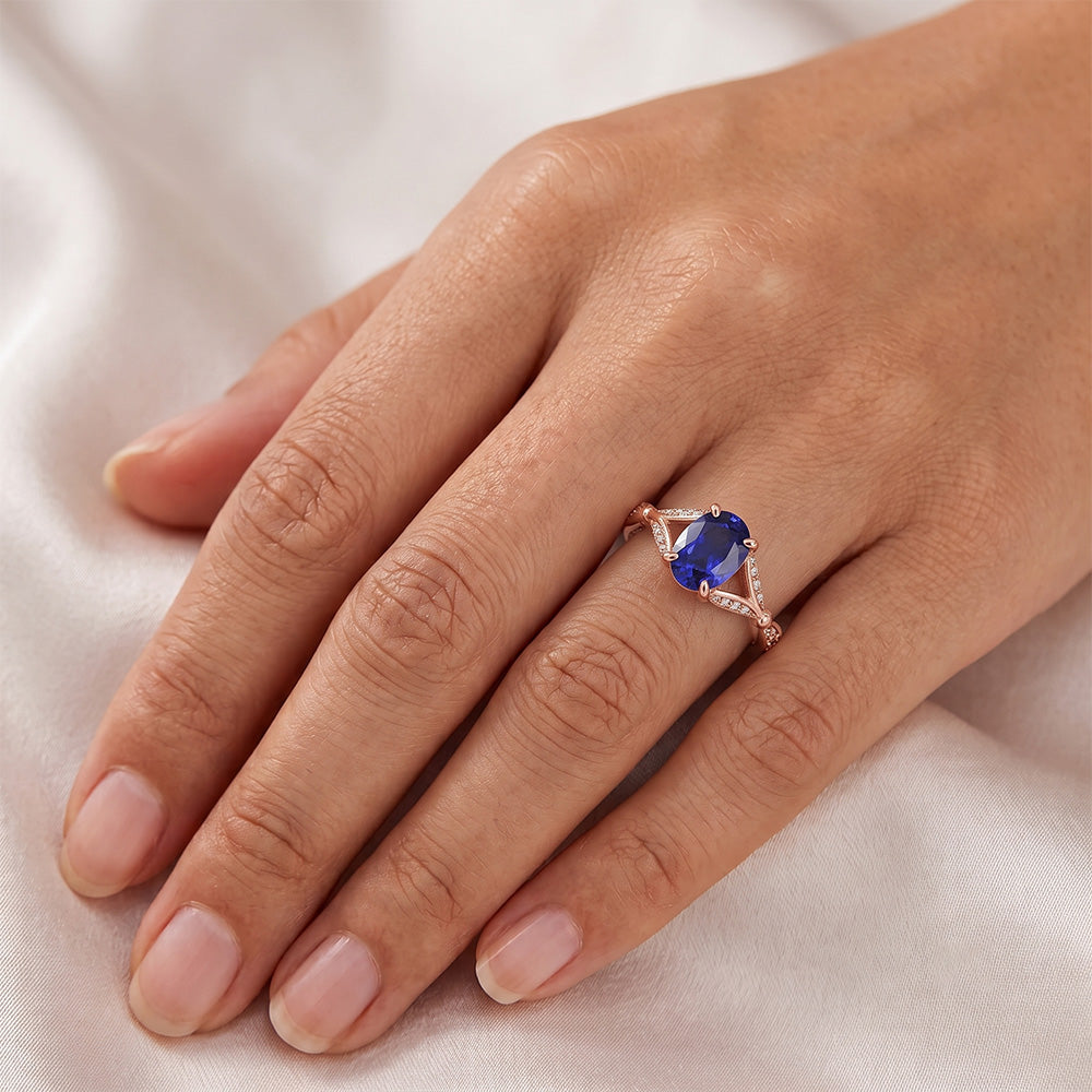 Natural Sapphire Ring 3ct - Rose Gold 14K