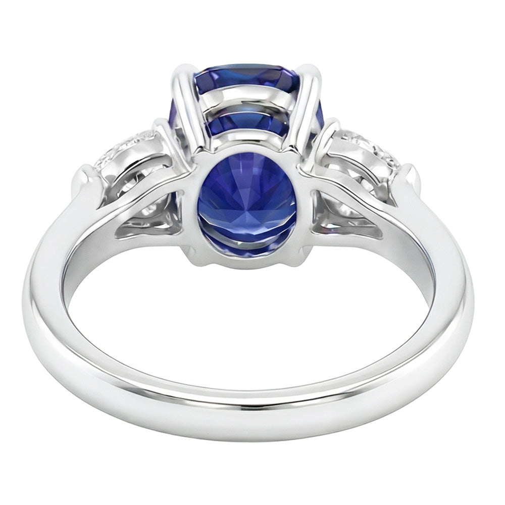 natural oval sapphire 3ct ring profile view