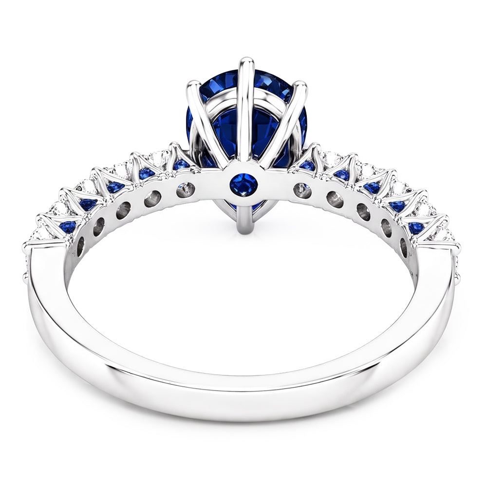 Natural Sapphire Ring 3ct - White Gold 14K
