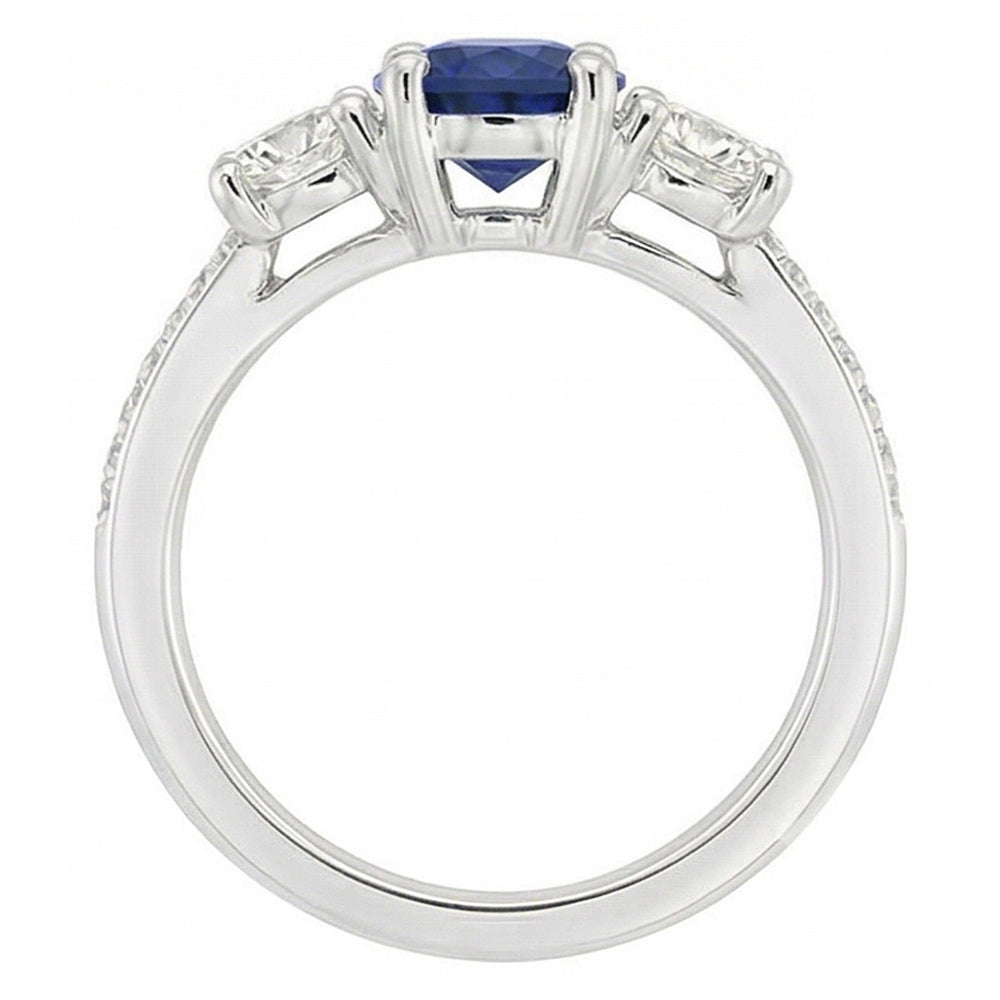 Natural Sapphire Ring 3ct - White Gold 14K