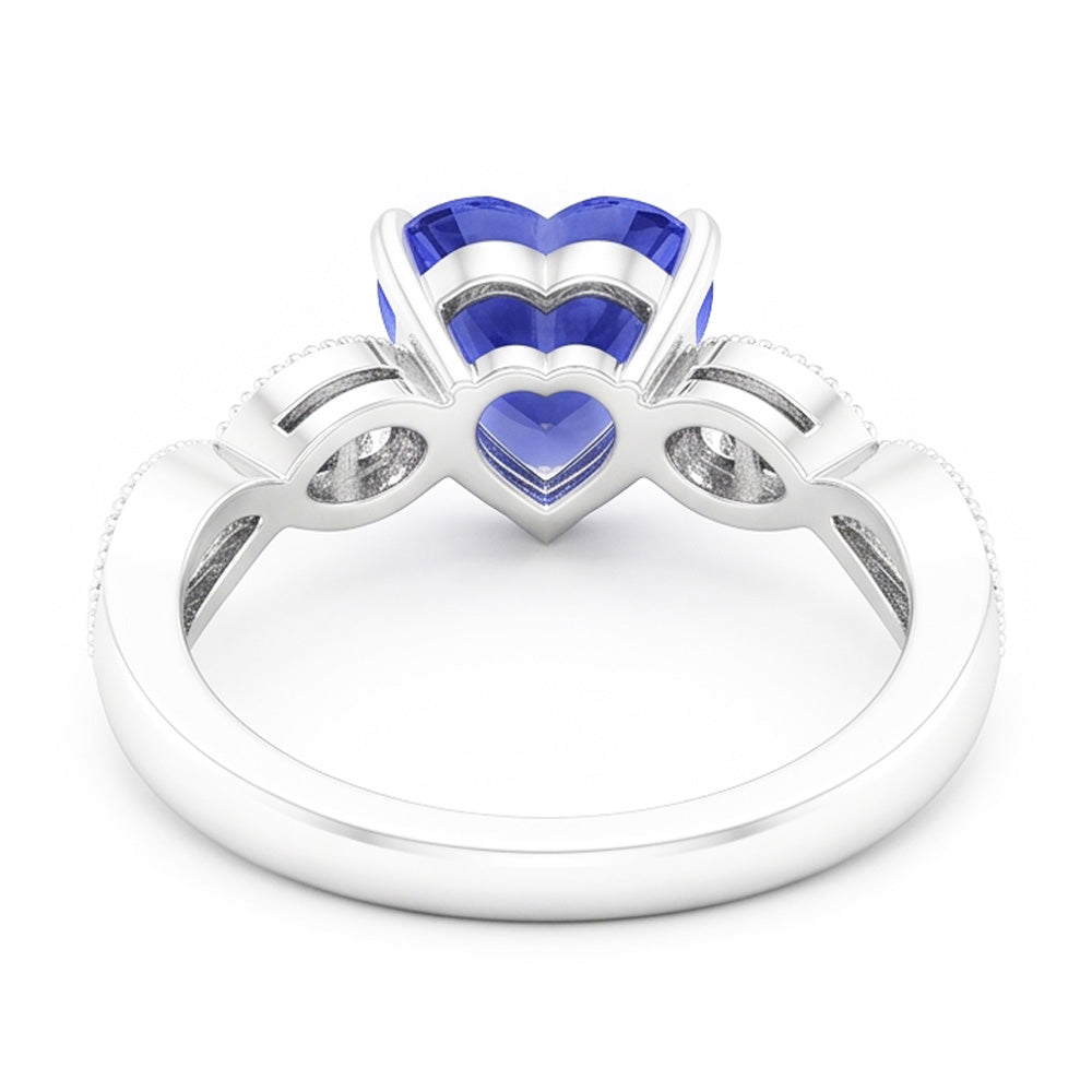 Natural Sapphire Ring 3ct - White Gold 14K