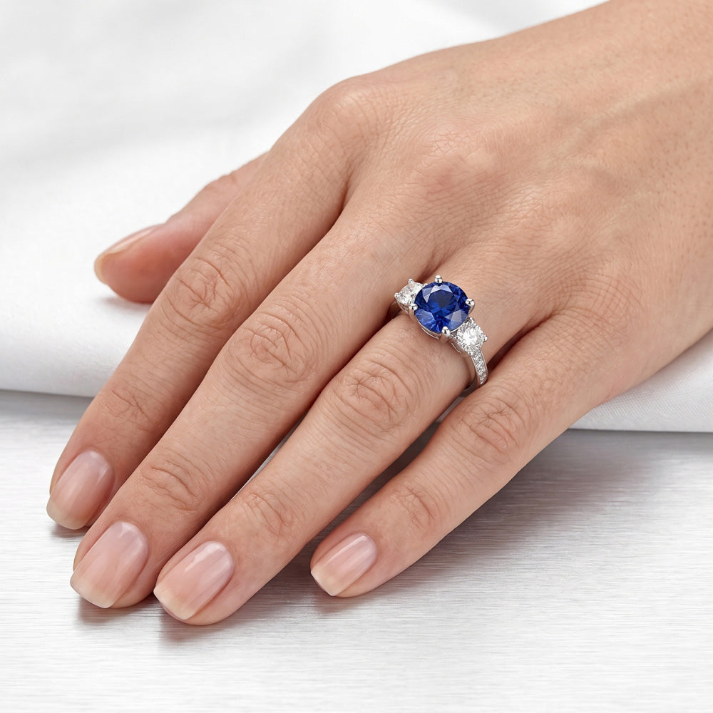 Natural Sapphire Ring 3ct - White Gold 14K