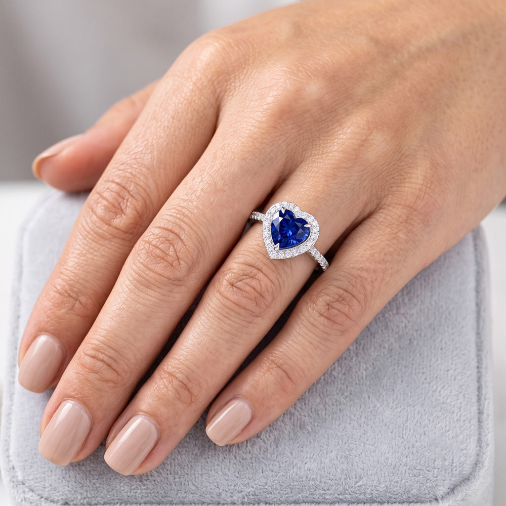 Natural Sapphire Ring 3ct - White Gold 14K