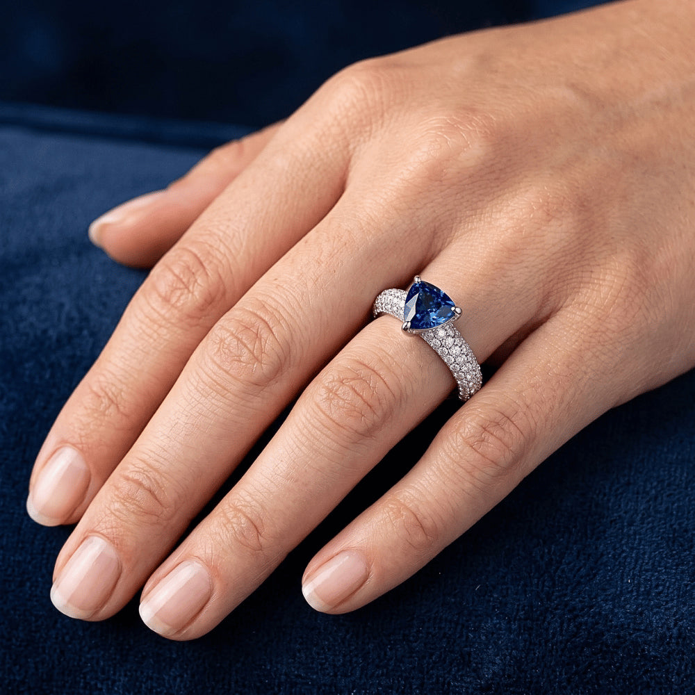 Natural Sapphire Ring 3ct - White Gold 14K