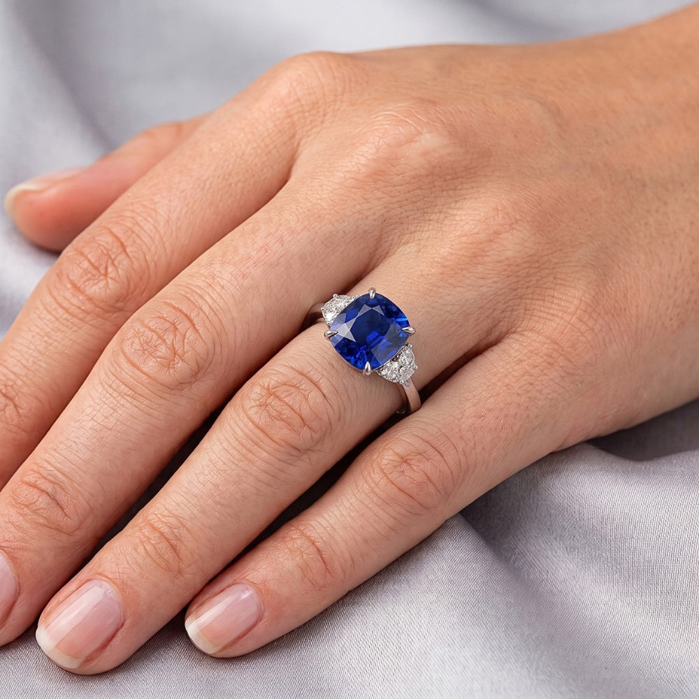 Natural Sapphire Ring 3ct - White Gold 14K