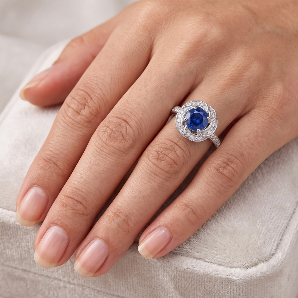 Natural Sapphire Ring 3ct - White Gold 14K