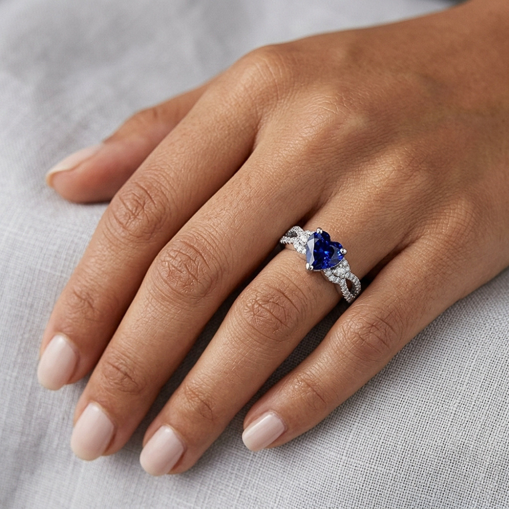 Natural Sapphire Ring 3ct - White Gold 14K