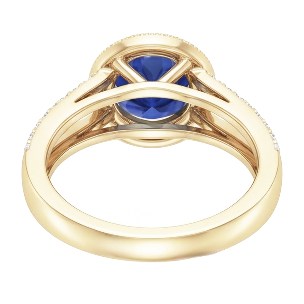 Natural Sapphire Ring 3ct - Yellow Gold 14K
