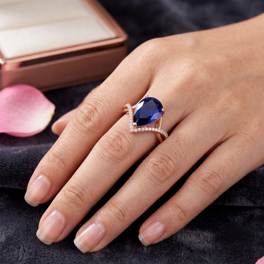 Natural Sapphire Ring 4.50ct - Rose Gold 14K