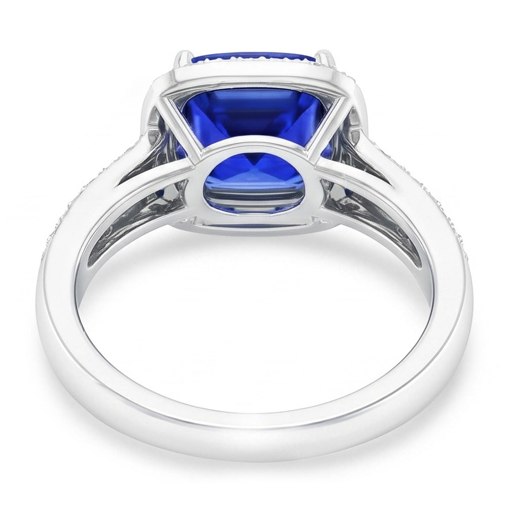 Natural Sapphire Ring 4.50ct - White Gold 14K