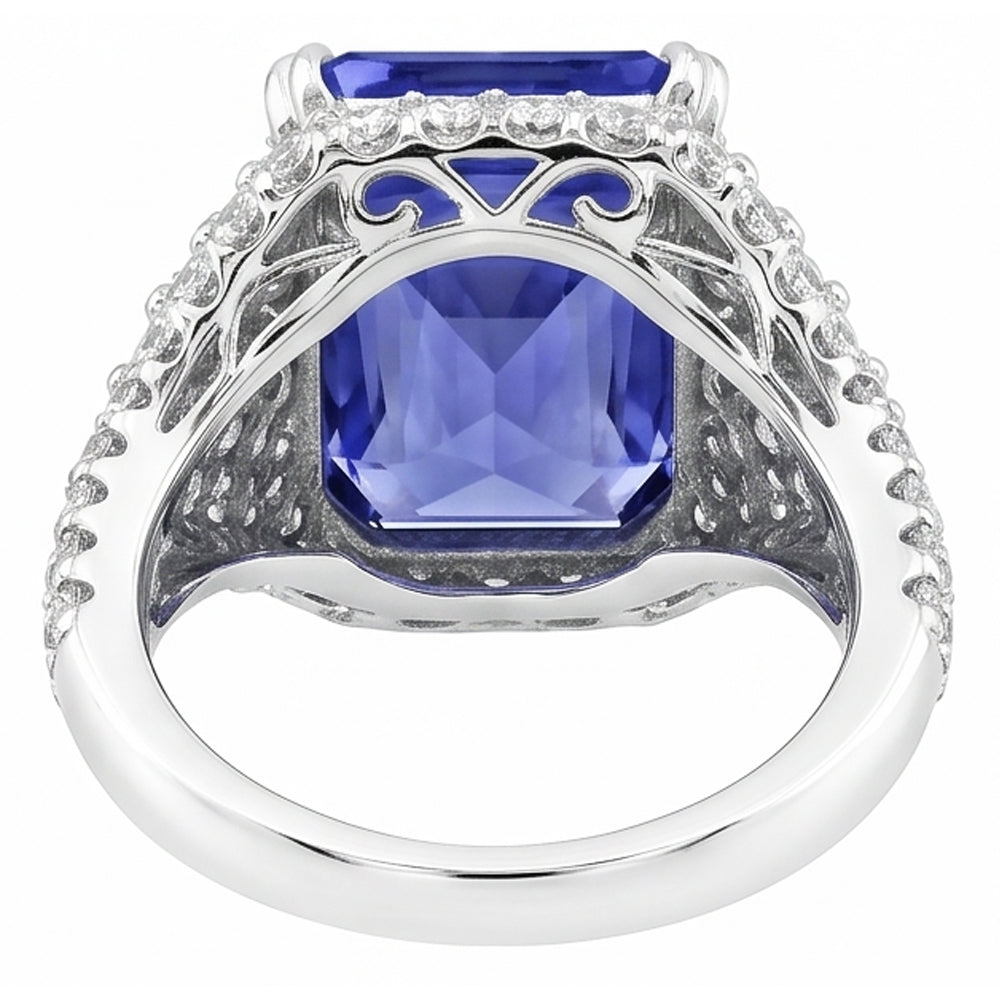 Natural Sapphire Ring 4.50ct - White Gold 14K