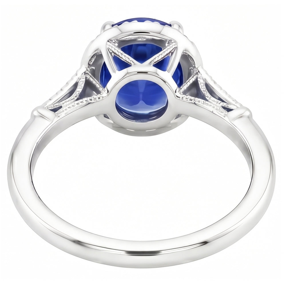 Natural Sapphire Ring 4.50ct - White Gold 14K