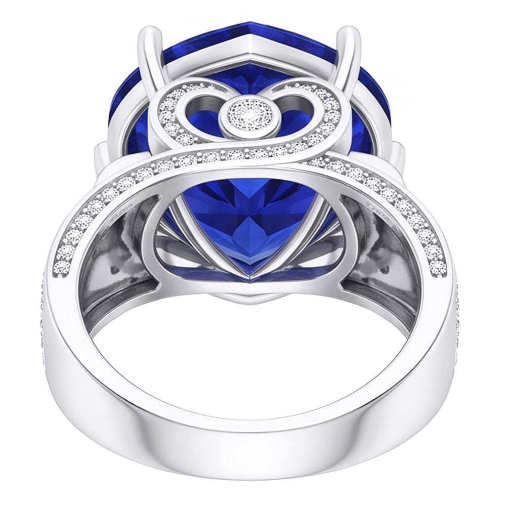 Natural Sapphire Ring 4.50ct - White Gold 14K