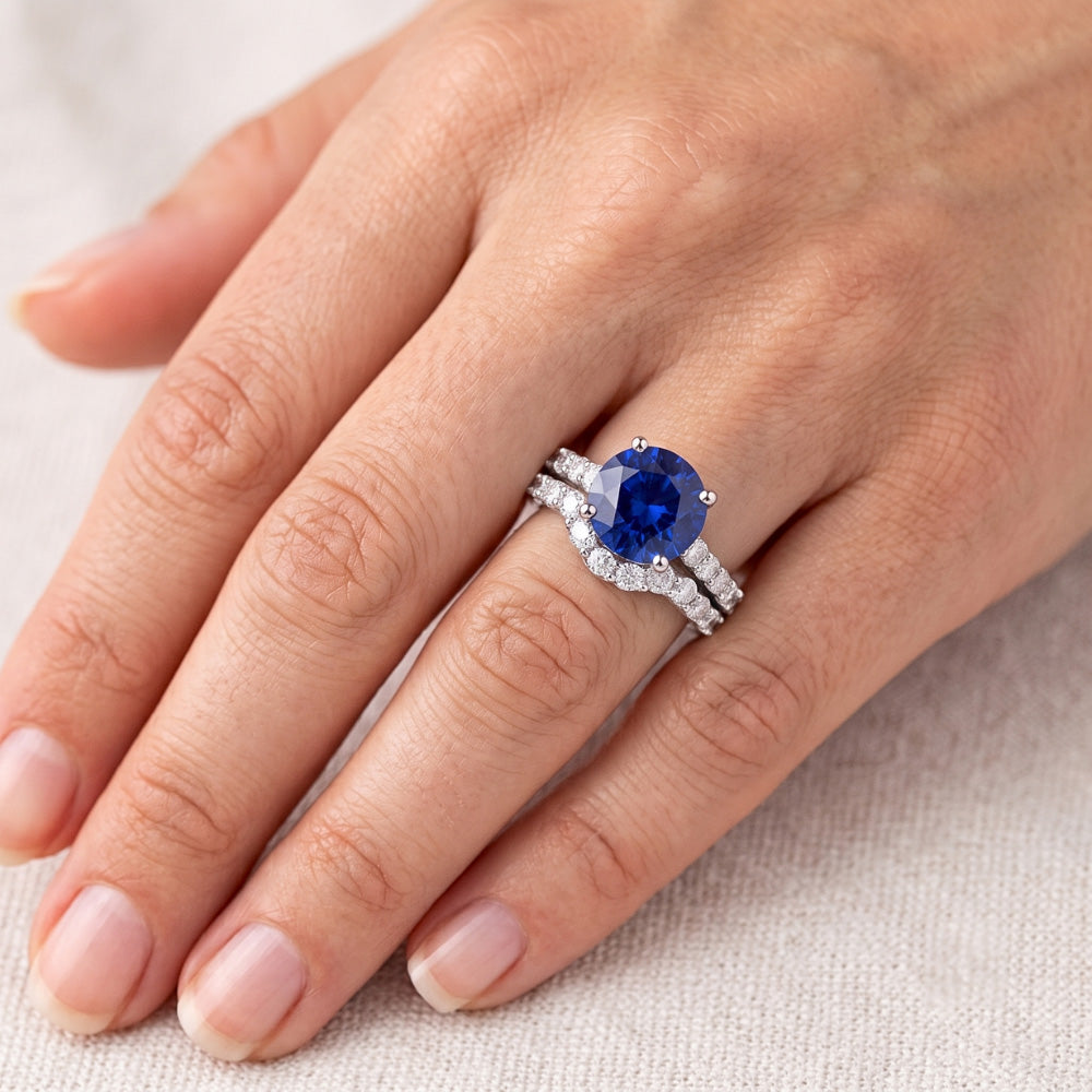 Natural Sapphire Ring 4.50ct - White Gold 14K