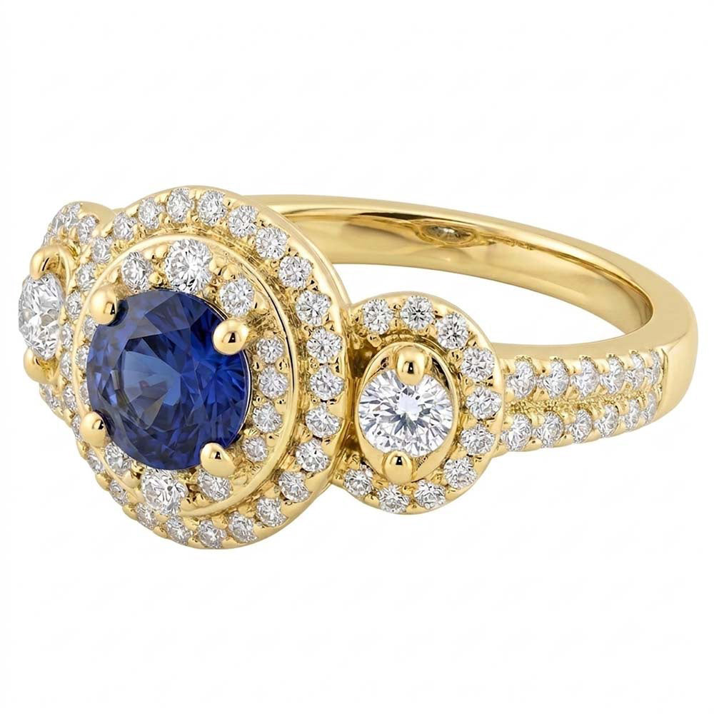Natural Sapphire Ring 4.50ct - Yellow Gold 14K