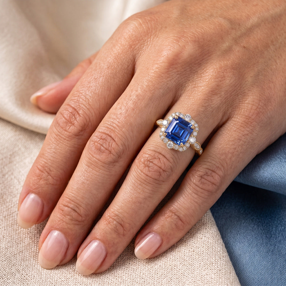 Natural Sapphire Ring 4.50ct - Yellow Gold 14K