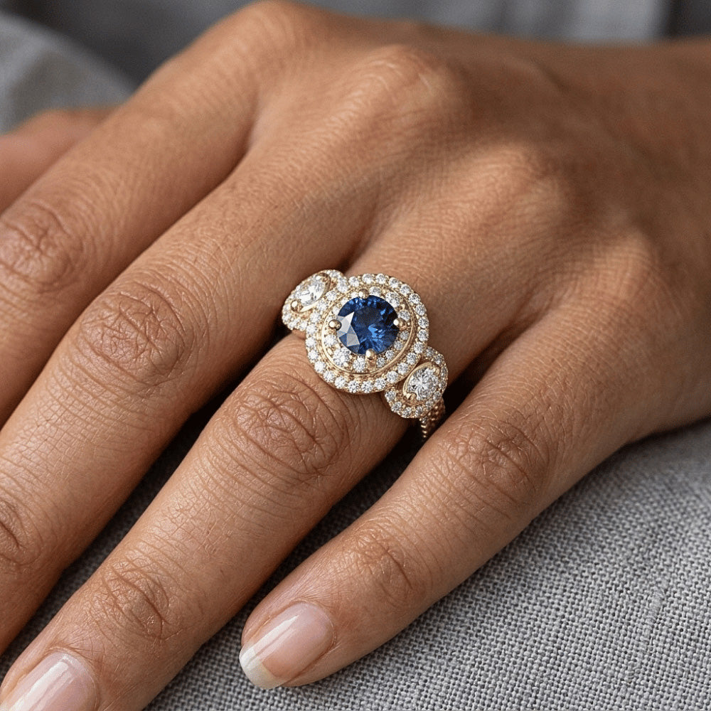 Natural Sapphire Ring 4.50ct - Yellow Gold 14K