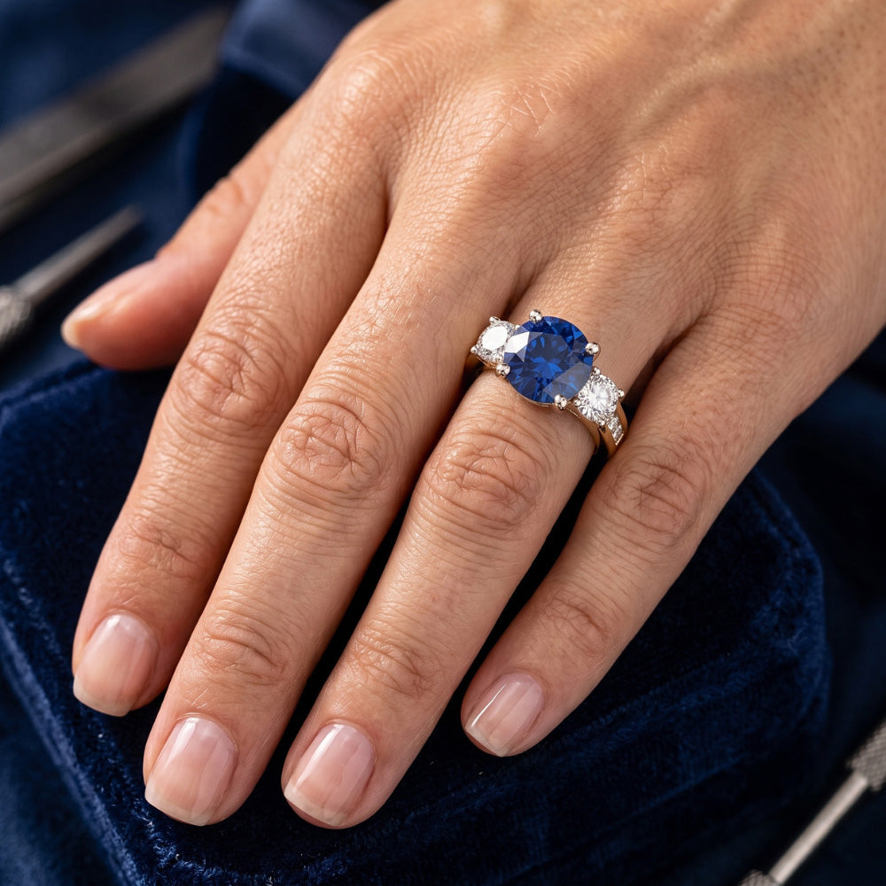 Natural Sapphire Ring 4ct - Two Tone 14K Gold