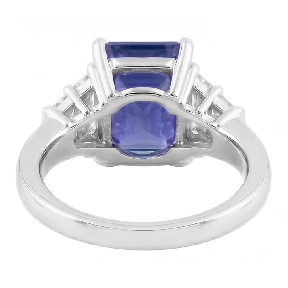 Natural Sapphire Ring 4ct - White Gold 14K