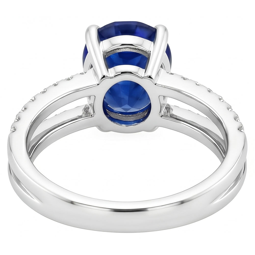 Natural Sapphire Ring 4ct - White Gold 14K